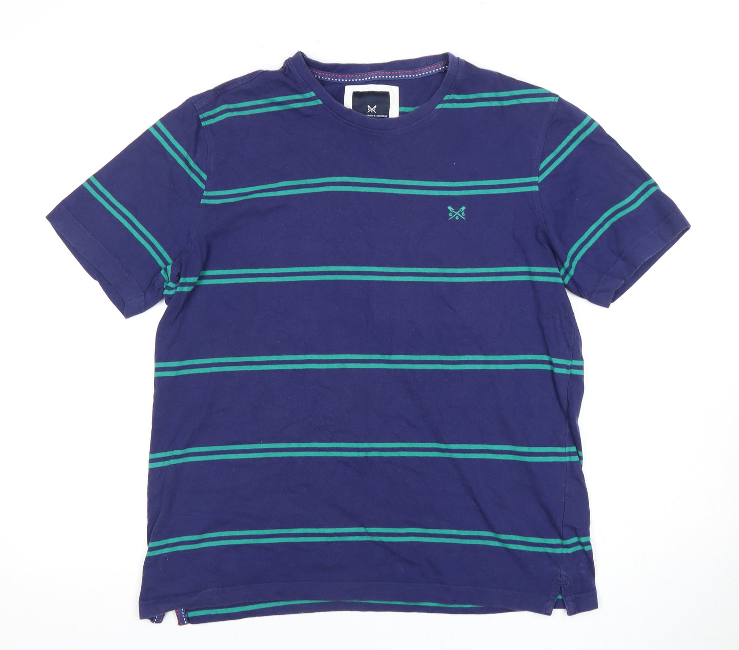 Crew Clothing Company Men's Blue Striped T-Shirt, Size L