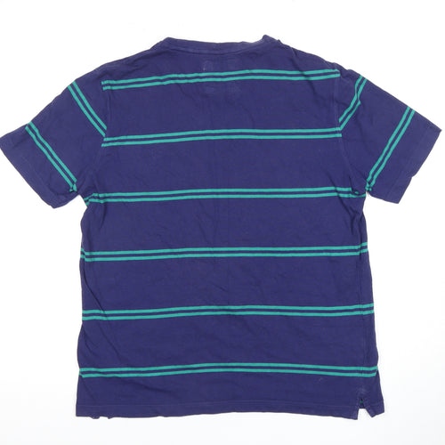 Crew Clothing Company Men's Blue Striped T-Shirt, Size L