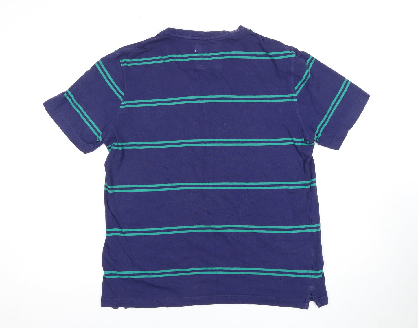 Crew Clothing Company Men's Blue Striped T-Shirt, Size L