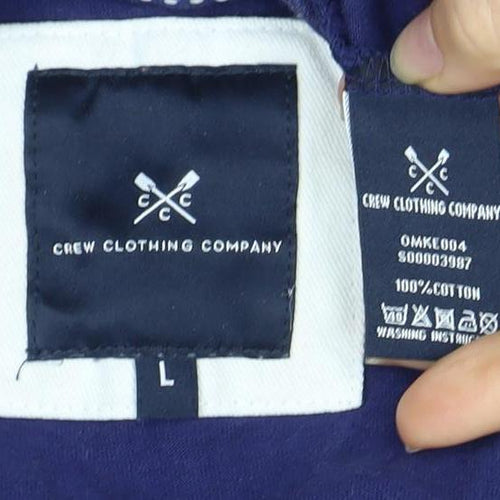 Crew Clothing Company Men's Blue Striped T-Shirt, Size L