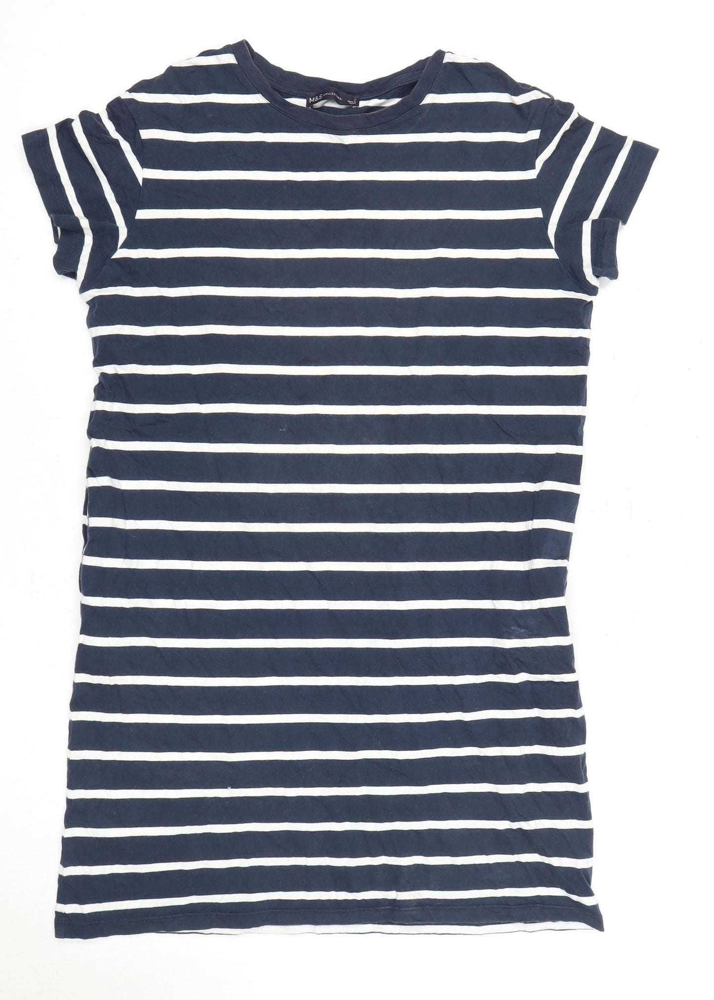 Marks and Spencer Women's Blue Striped T-Shirt Dress