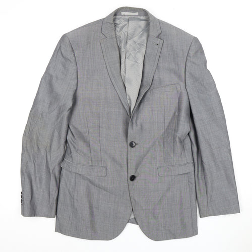 Next Men's Grey Blazer, 36S, Wool Blend, Formal