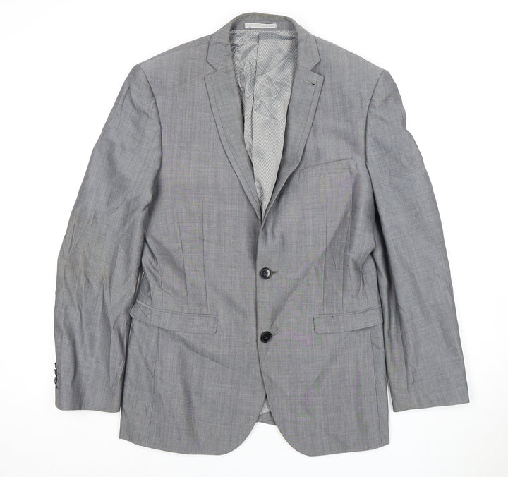 Next Men's Grey Blazer, 36S, Wool Blend, Formal