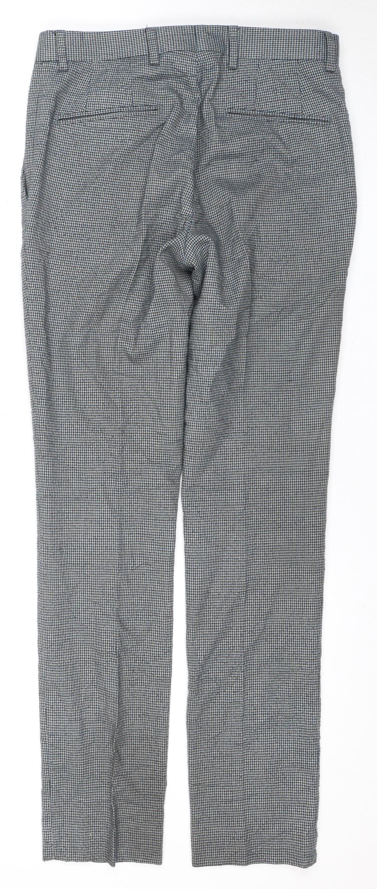 Topman Men's Grey Check Trousers - 28R