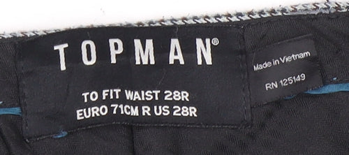 Topman Men's Grey Check Trousers - 28R