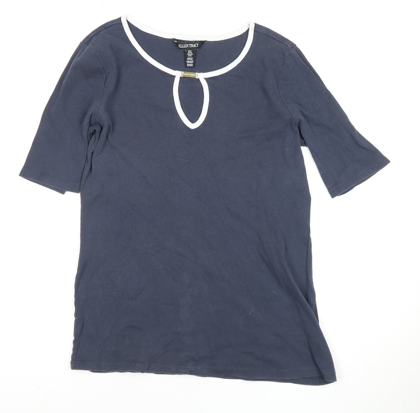 Ellen Tracy Women's Blue Crew Neck T-Shirt - Size 12