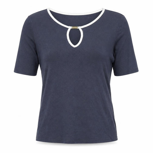 Front view of Ellen Tracy Women's Blue Crew Neck T-Shirt -, size 12