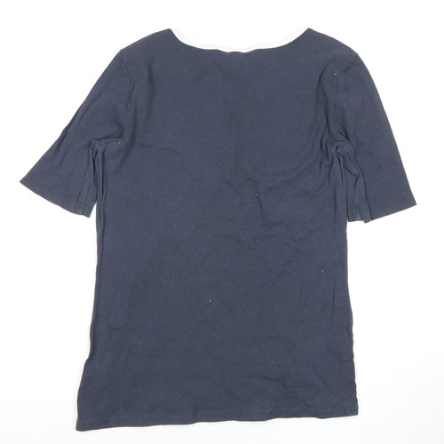 Ellen Tracy Women's Blue Crew Neck T-Shirt - Size 12