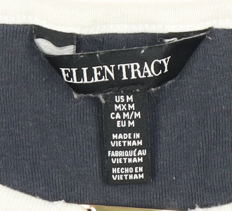 Ellen Tracy Women's Blue Crew Neck T-Shirt - Size 12