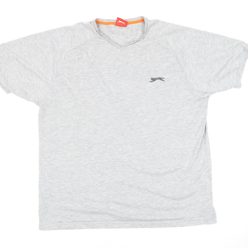 Slazenger Men's Grey L T-Shirt, V-Neck, Excellent Condition