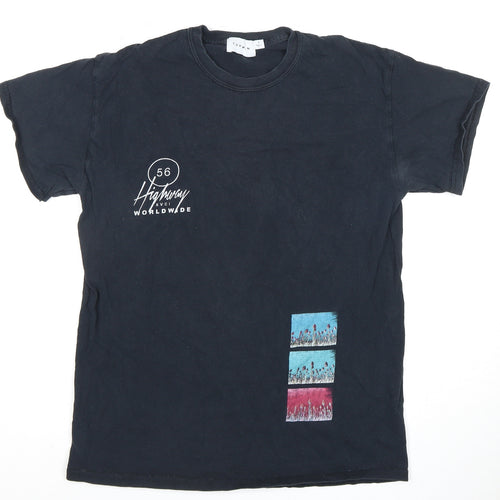 Topman Men's Black Graphic Print T-Shirt Small