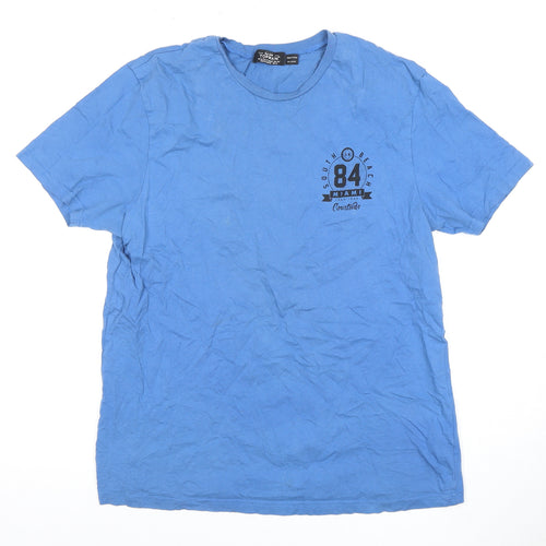 Topman Men's Blue Graphic Print T-Shirt, Medium