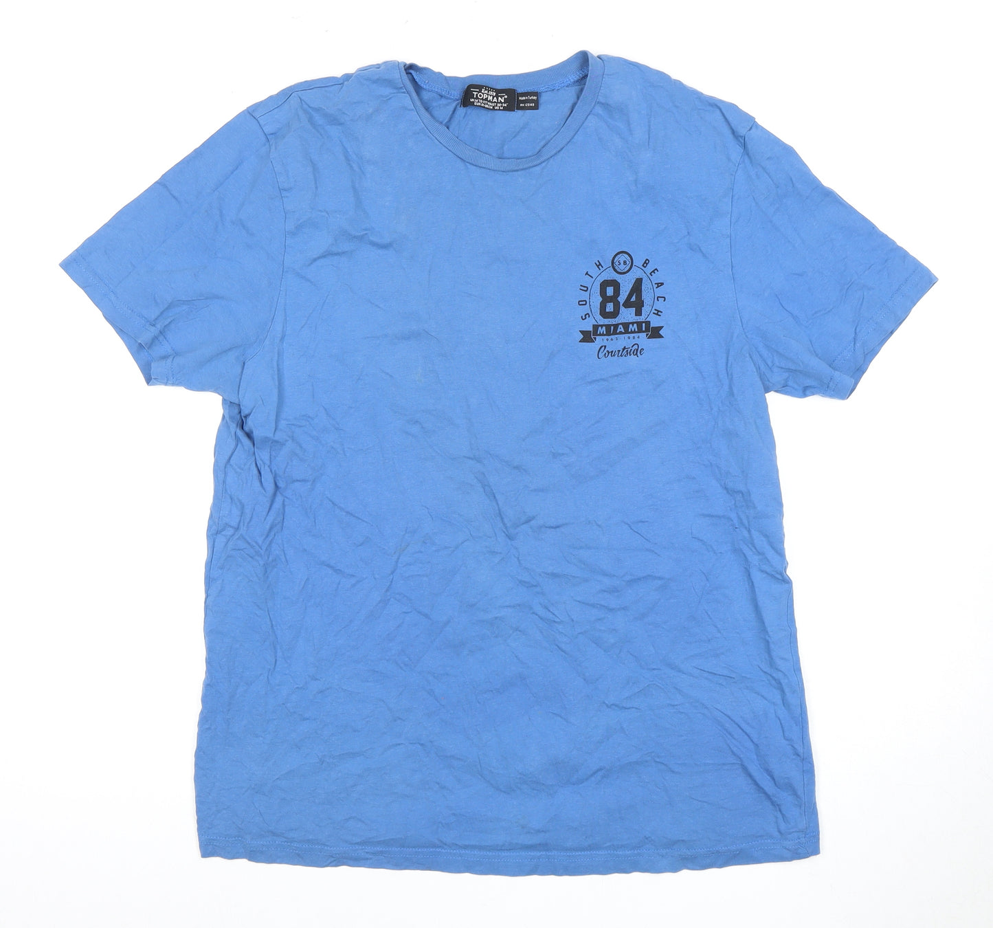 Topman Men's Blue Graphic Print T-Shirt, Medium