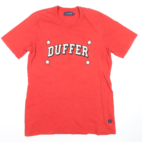 Duffer Men's Red Small T-Shirt Crew Neck Logo