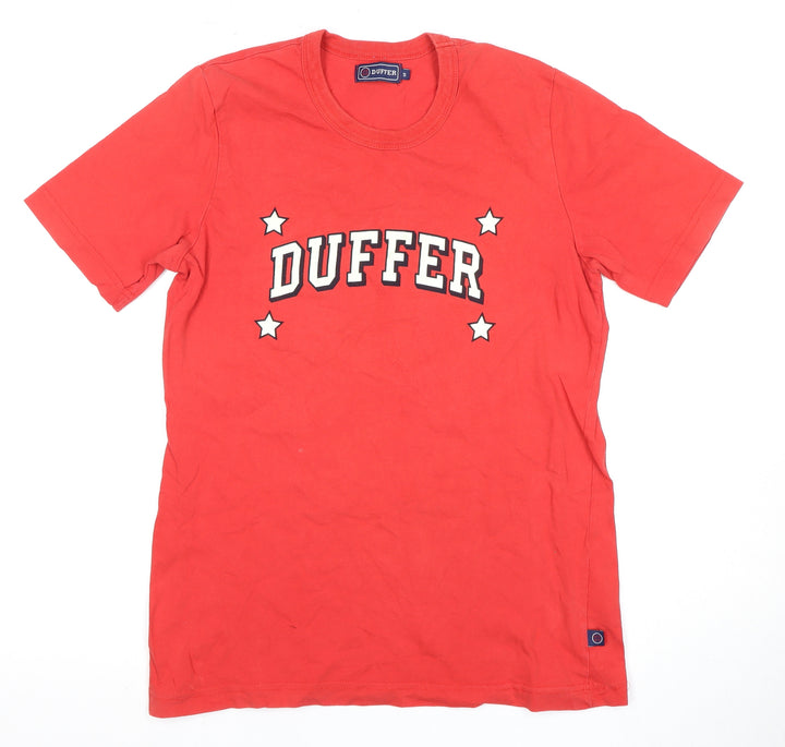 Duffer Men's Red Small T-Shirt Crew Neck Logo