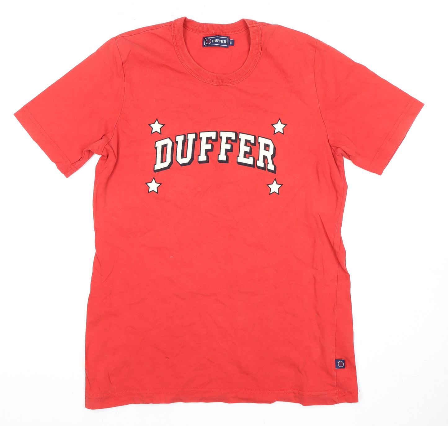 Duffer Men's Red Small T-Shirt Crew Neck Logo
