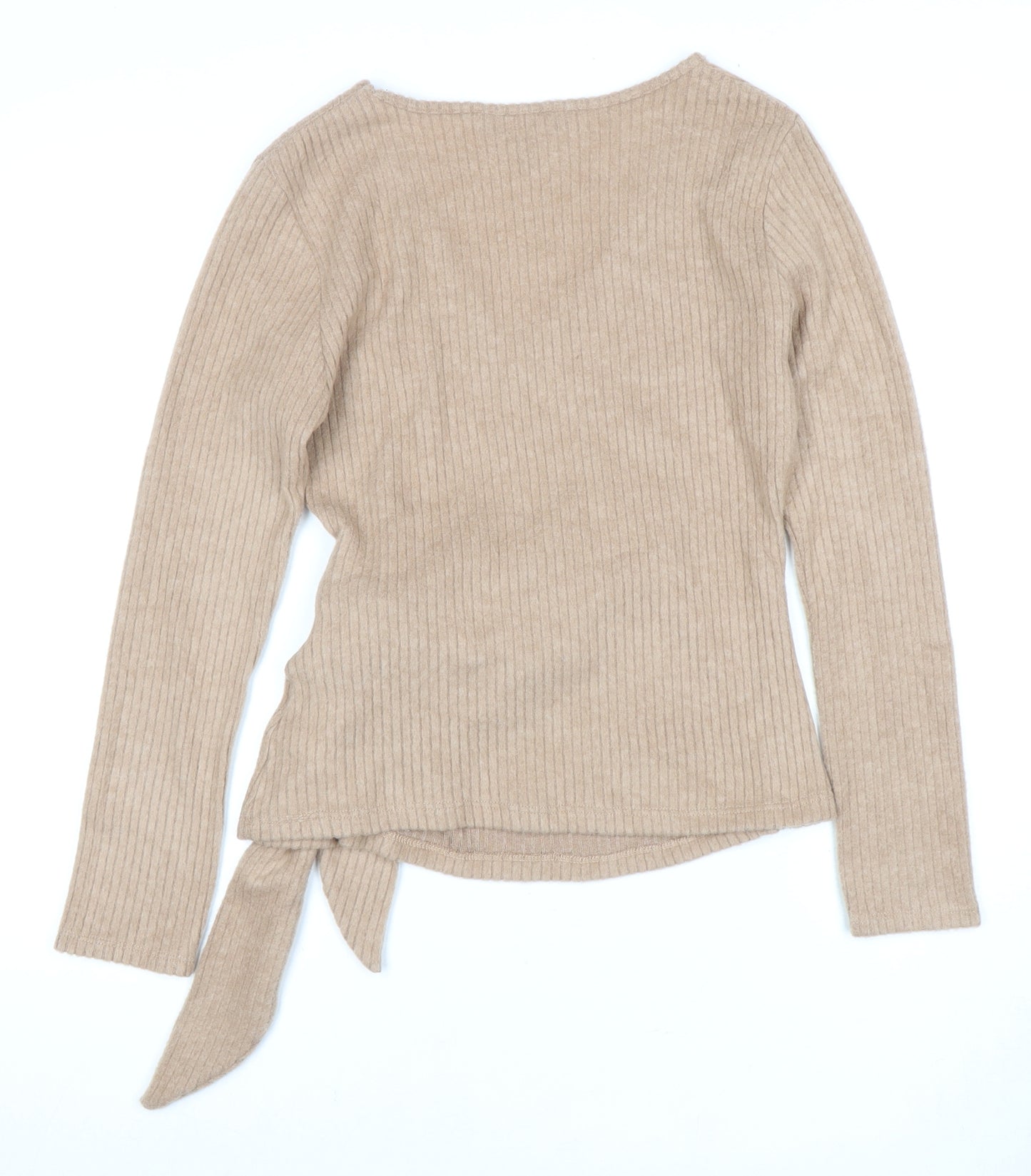 Lipsy Women's Beige Wrap Jumper, Size 12, V-Neck