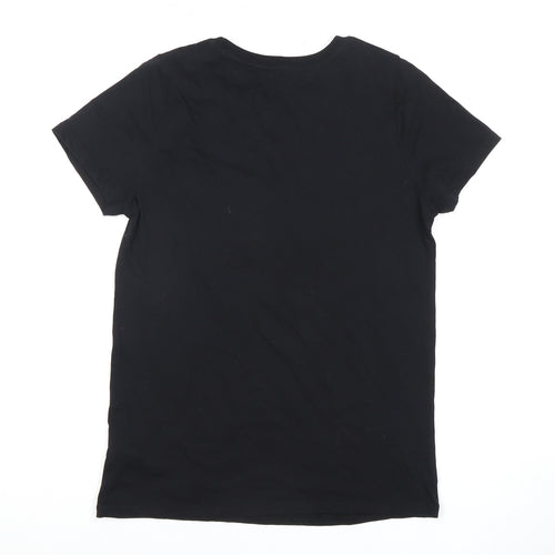 New Look Women's Black Embroidered T-Shirt UK 10