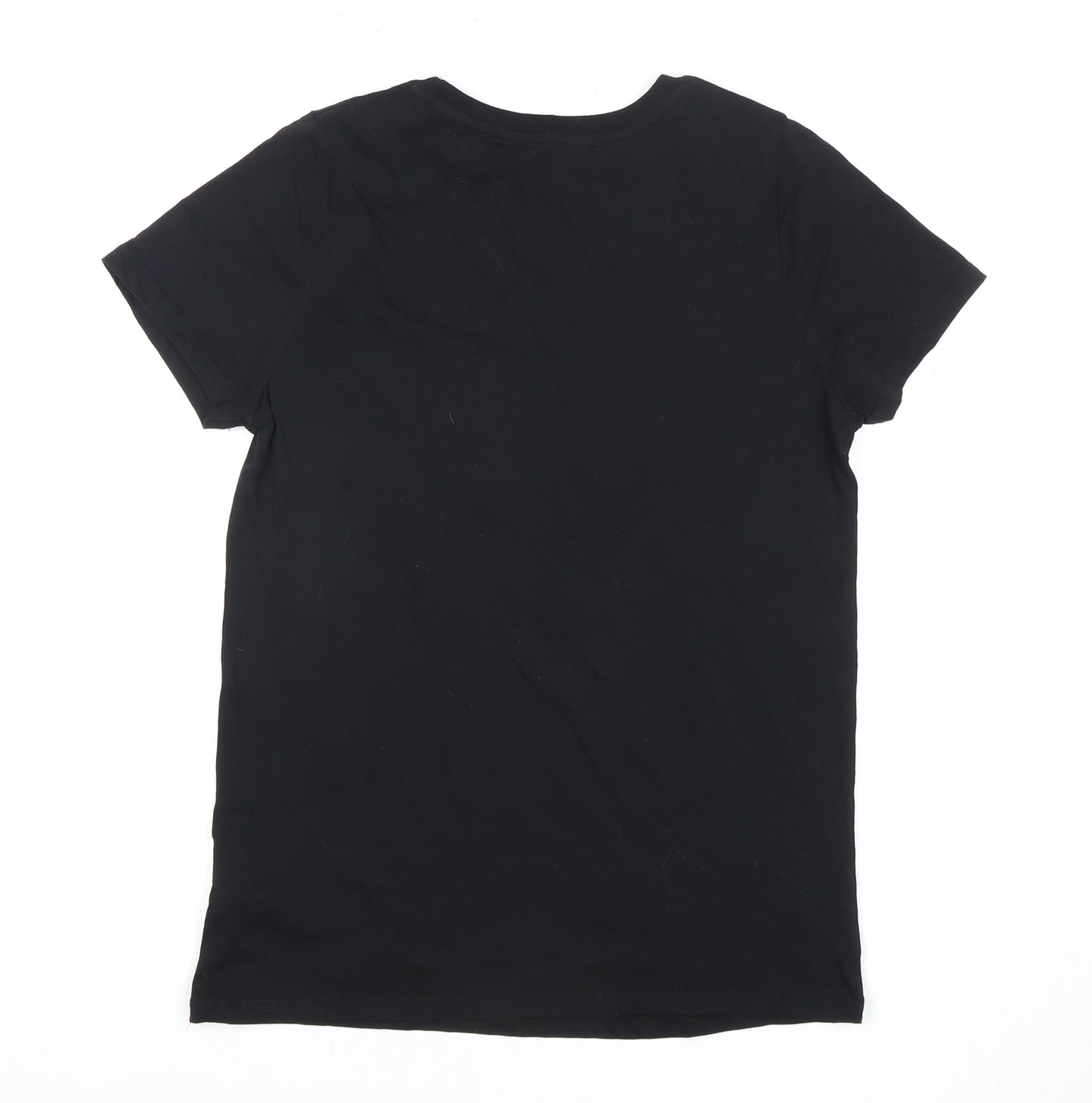 New Look Women's Black Embroidered T-Shirt UK 10