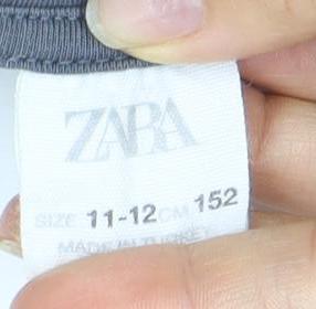 Zara Girls' Grey Graphic Print T-Shirt, Size 11-12 Years