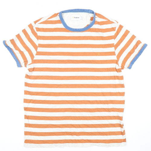 Farah Men's Orange White Striped T-Shirt M