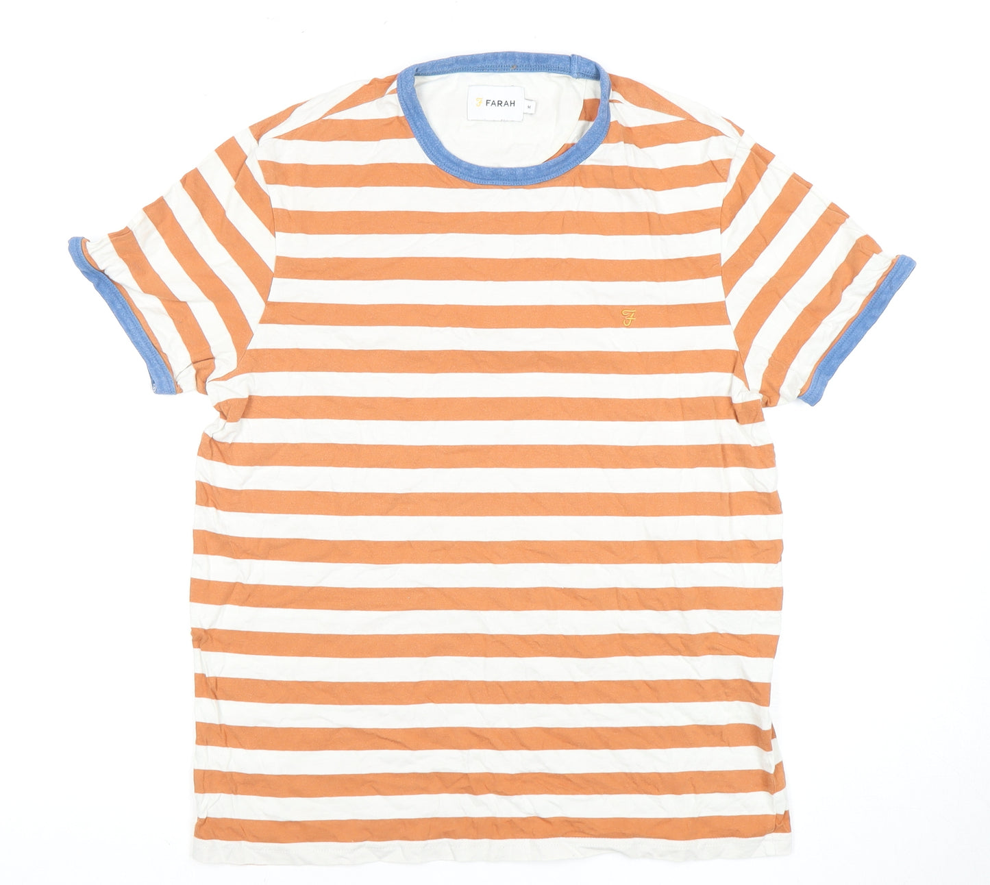 Farah Men's Orange White Striped T-Shirt M