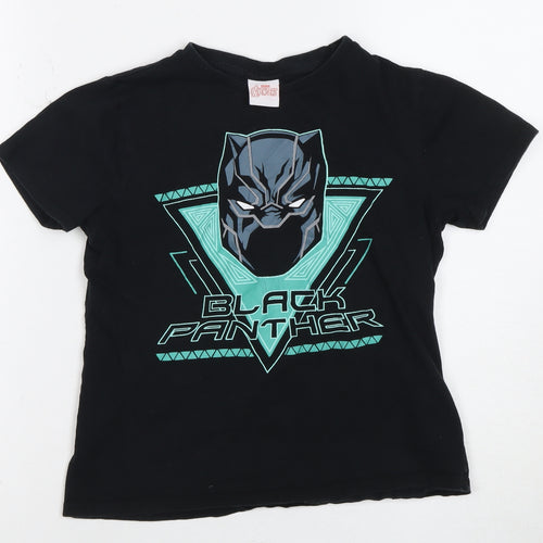 Avengers Black Panther Boys Black T-Shirt, Size 10-11 Years