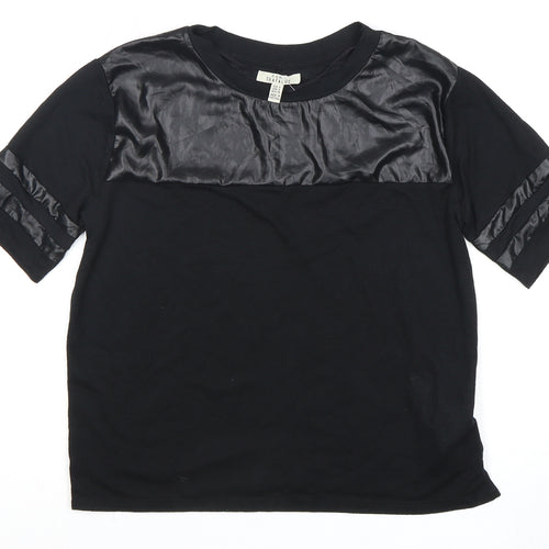 Zara Women's Black Quilted T-Shirt, Size S