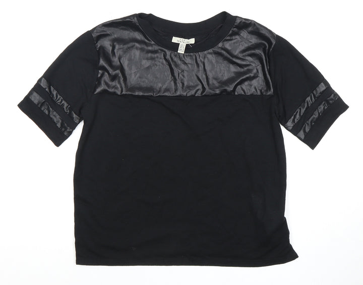 Zara Women's Black Quilted T-Shirt, Size S