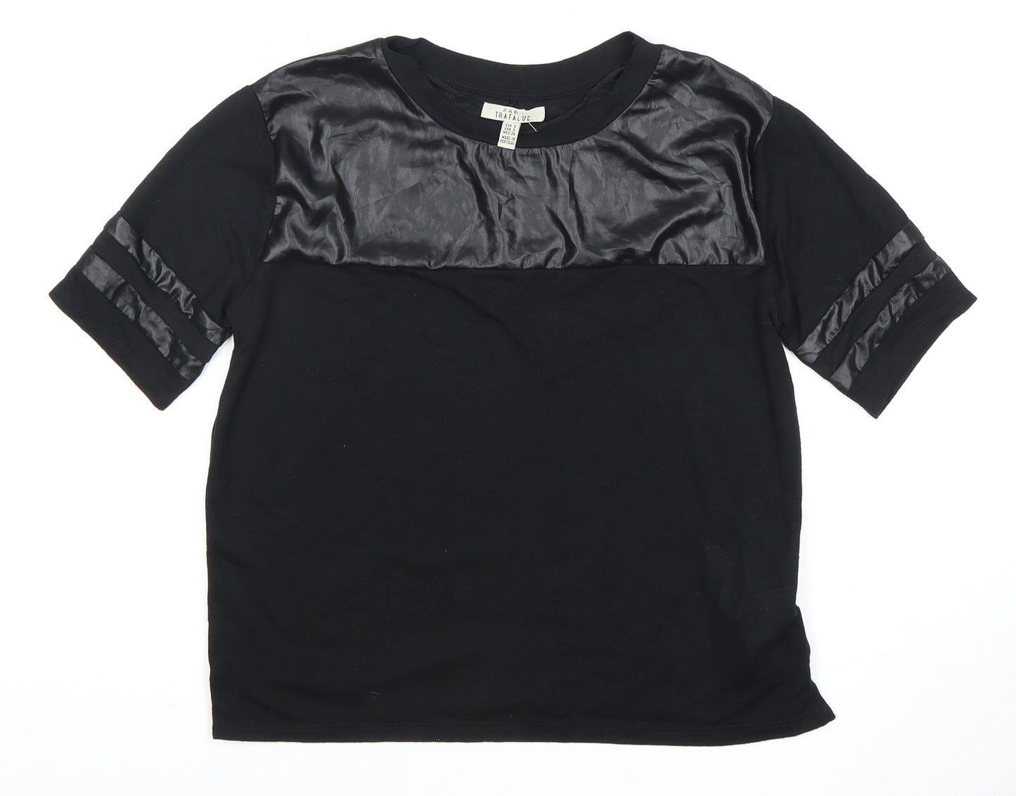 Zara Women's Black Quilted T-Shirt, Size S