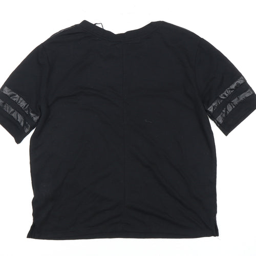 Zara Women's Black Quilted T-Shirt, Size S