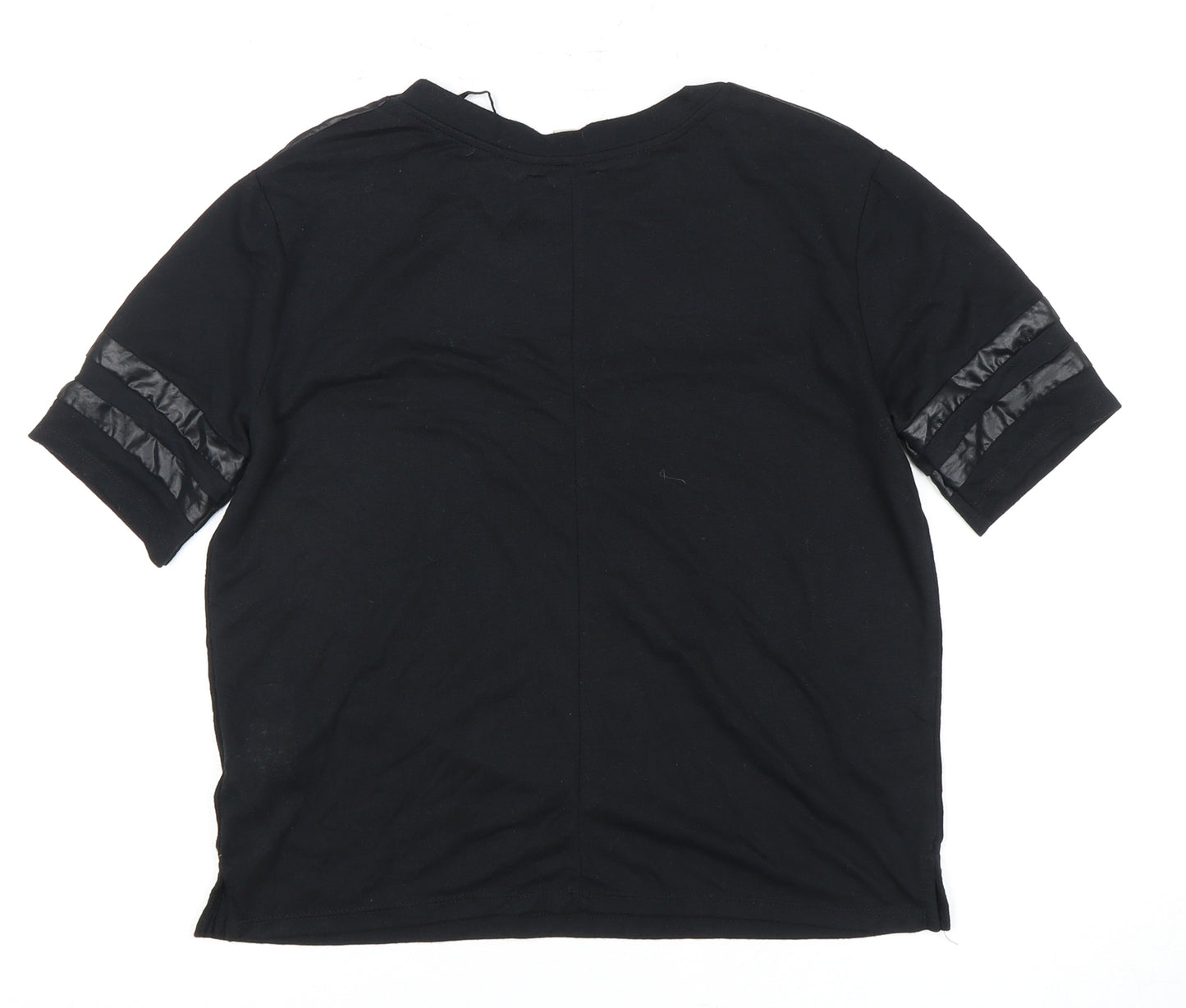 Zara Women's Black Quilted T-Shirt, Size S