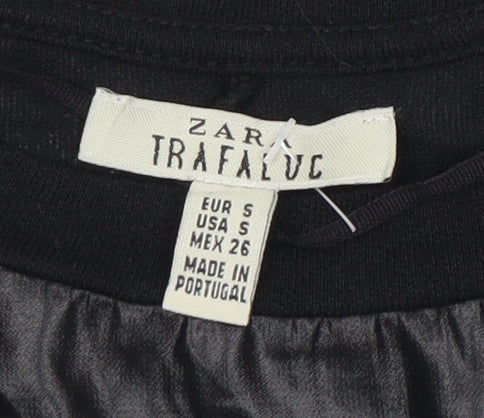 Zara Women's Black Quilted T-Shirt, Size S