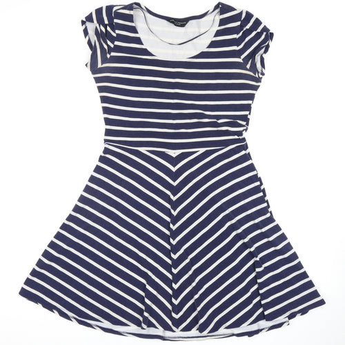 Dorothy Perkins Women's Blue Striped Skater Dress 10