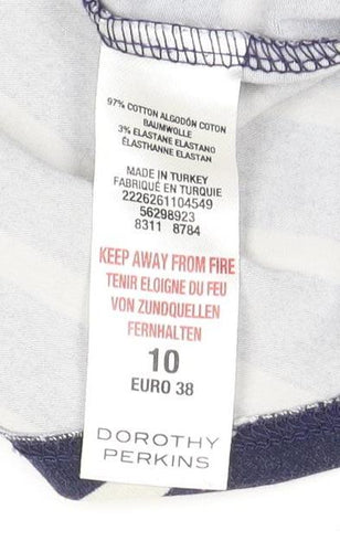 Dorothy Perkins Women's Blue Striped Skater Dress 10