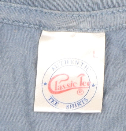 Classic Tee Men's Blue Cotton Crew Neck T-Shirt L