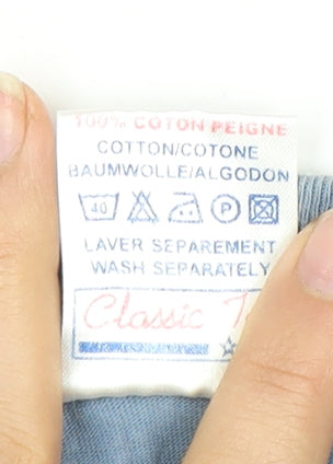 Classic Tee Men's Blue Cotton Crew Neck T-Shirt L