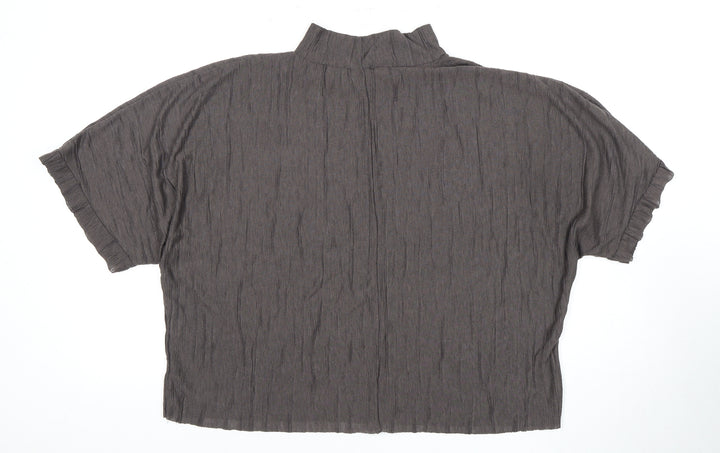 Zara Women's Grey Short Sleeve Mock Neck Top