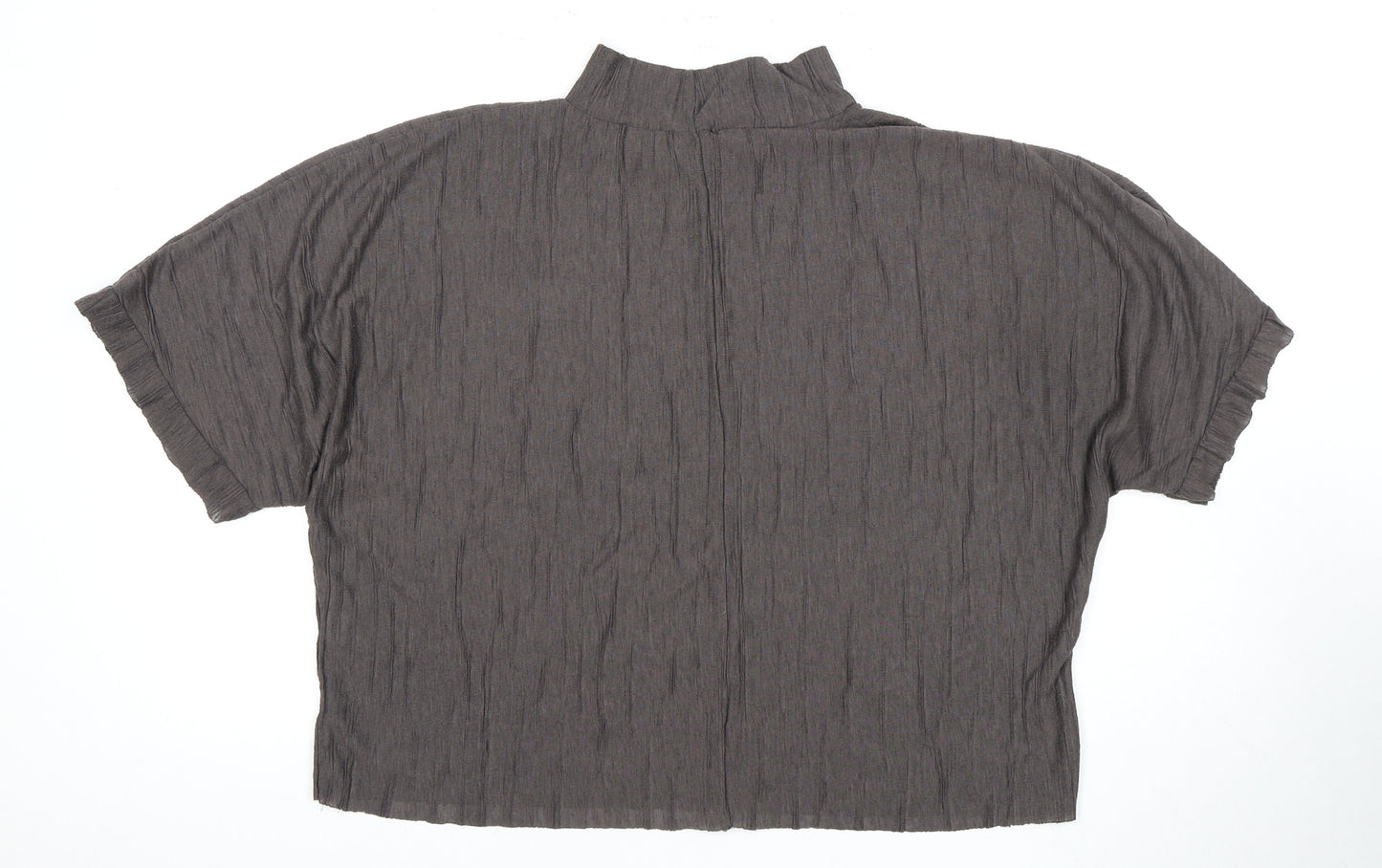 Zara Women's Grey Short Sleeve Mock Neck Top