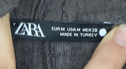 Zara Women's Grey Short Sleeve Mock Neck Top