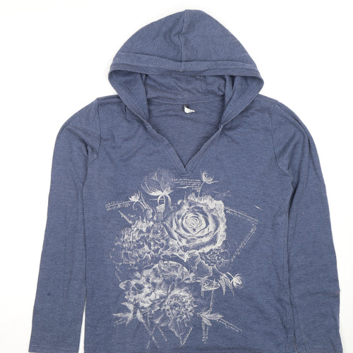 Carry Your's Blue Floral Graphic Hoodie, Women M Casual