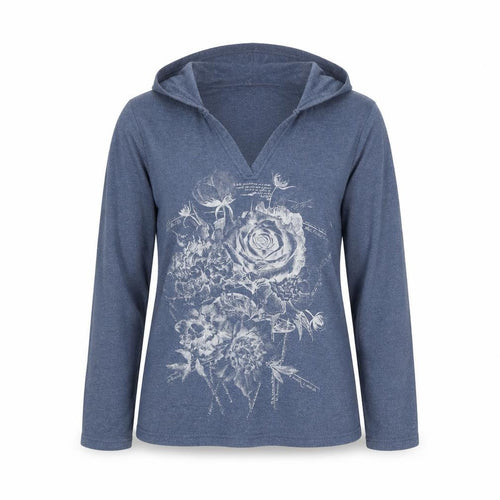 Carry Your's Blue Floral Graphic Hoodie, Women M Casual