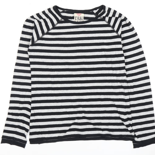 True Value Women's Black & White Striped T-Shirt, Size 12