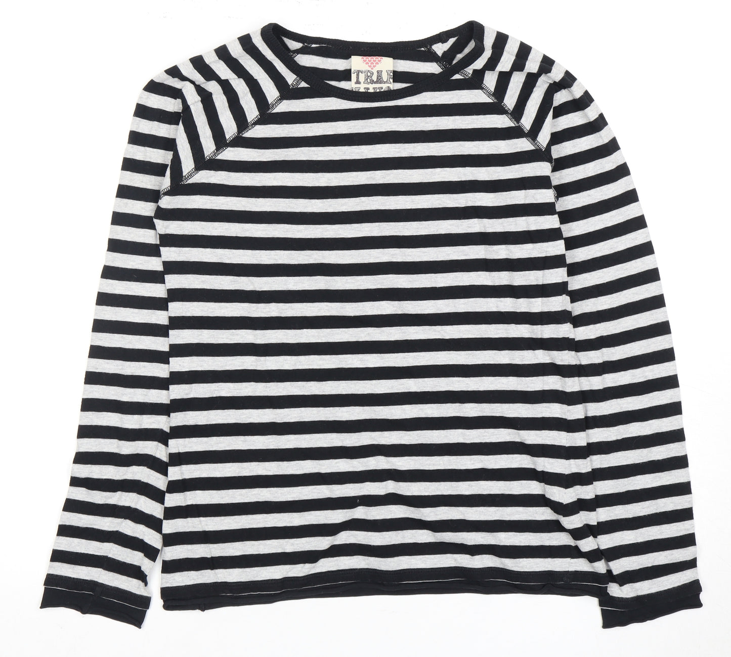 True Value Women's Black & White Striped T-Shirt, Size 12