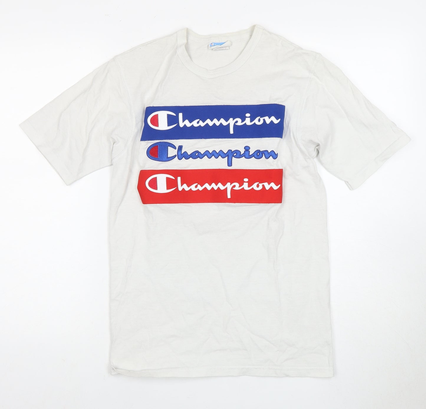 Champion Men's Small White Graphic Print T-Shirt