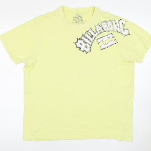 Billabong Men's Yellow Graphic T-Shirt XL Slim Fit