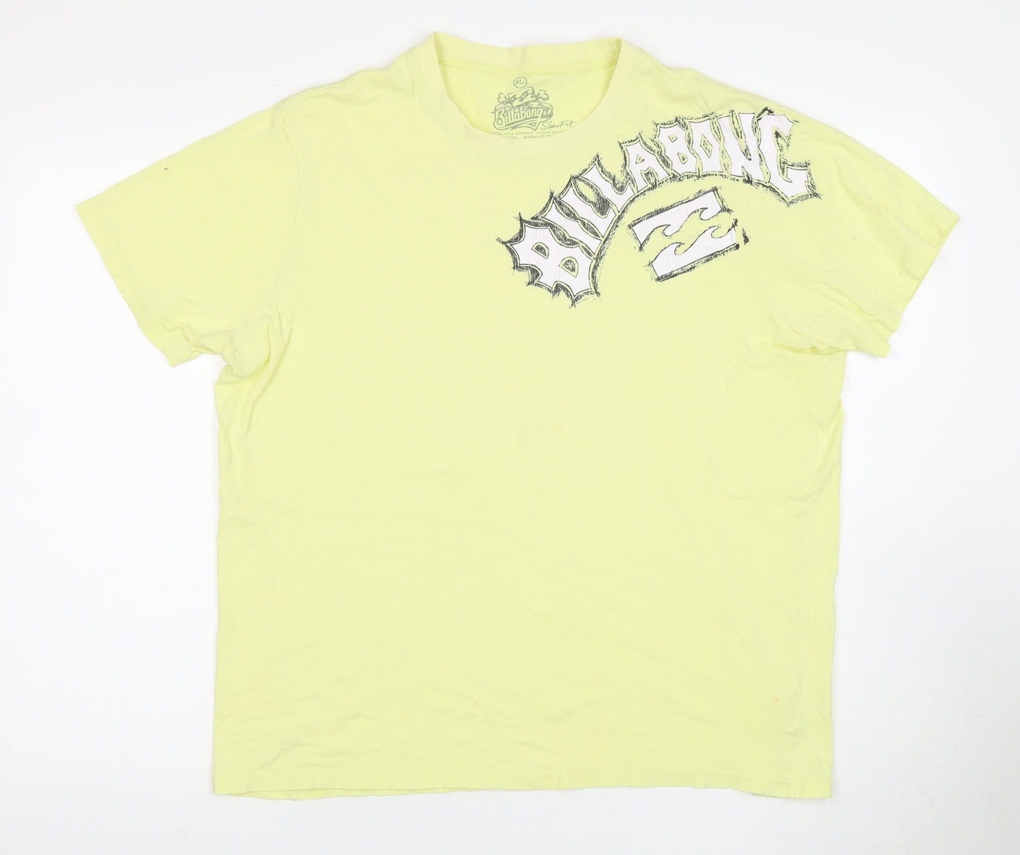 Billabong Men's Yellow Graphic T-Shirt XL Slim Fit