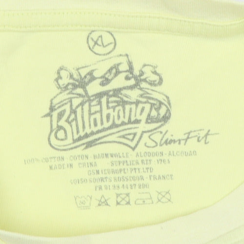Billabong Men's Yellow Graphic T-Shirt XL Slim Fit