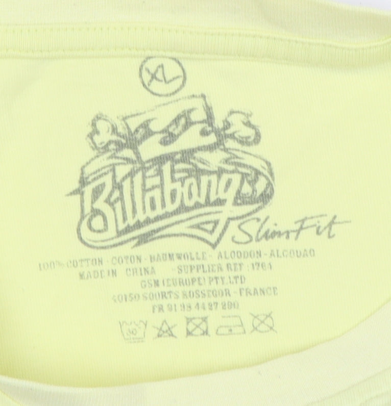 Billabong Men's Yellow Graphic T-Shirt XL Slim Fit