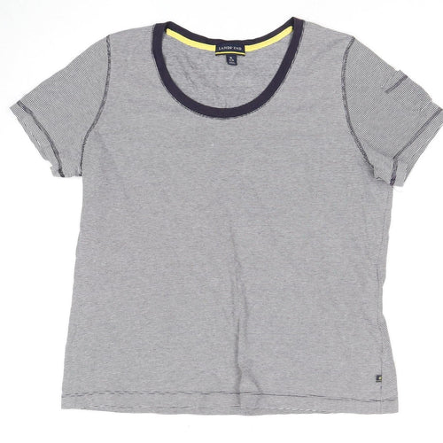 Lands' End Grey Striped Unisex XL T-Shirt